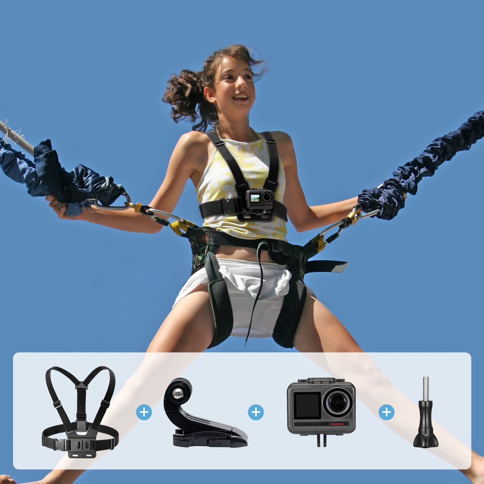 AKASO Brave 4 Pro Action Camera with Wrist Strap and Chest Strap Action Camera Accessories Kit Bundle