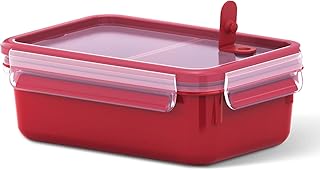 Emsa Mikrowellendose, Lunchbox, Mit Einsätzen, 1,0 Liter, Rot/Transparent, Clip und Micro, 517774