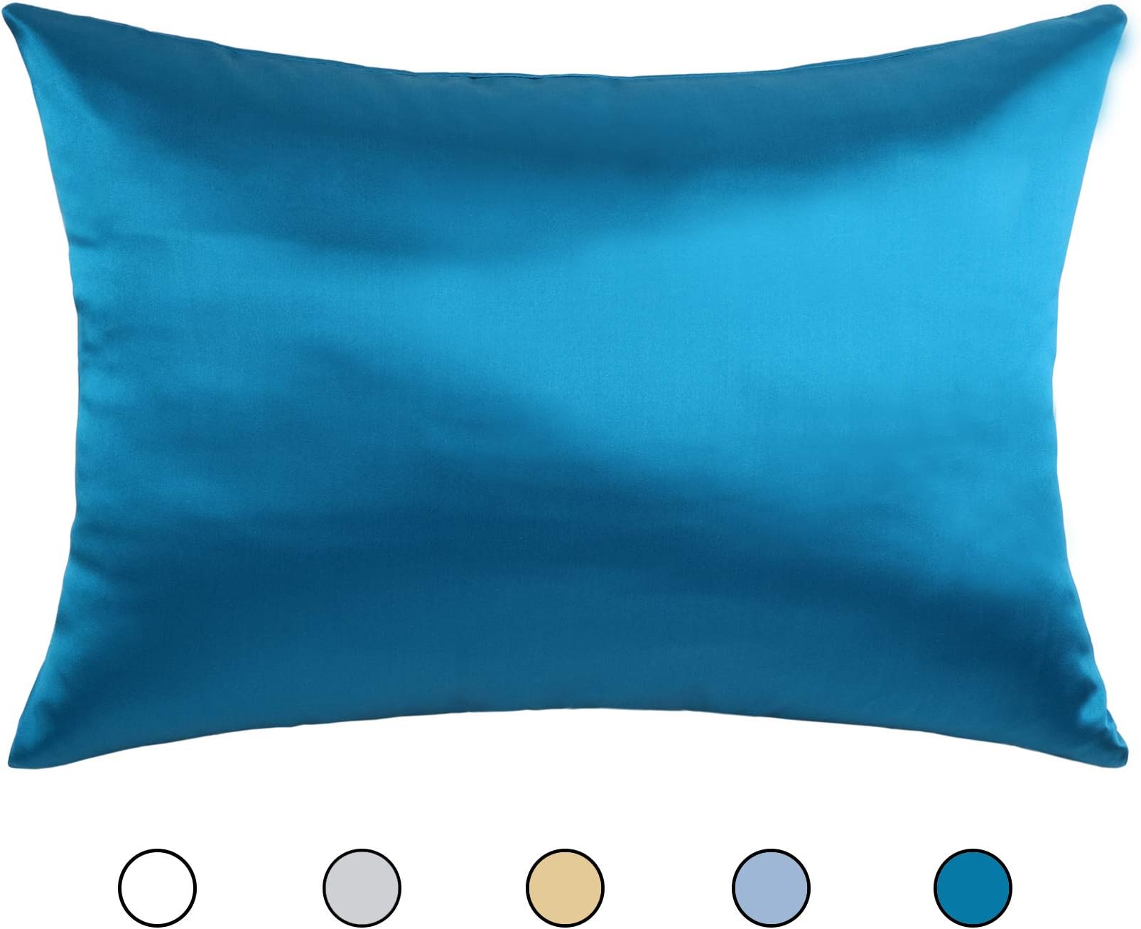 Hodeco Nature Silk Pillowcase Peacock Blue 20x30 Inches Double Sides 100% Mulberry Silk 19 Momme Thick Silk Pillow Cover for Bed Pillow Sham Cover Queen Size 51x76cm Pillowcase, 1 Piece