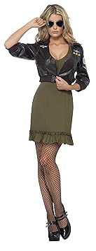 Smiffys, Damen Sexy Top Gun Kostüm, Kleid und Bomber Jacke, Top Gun, Größe: S, 39449