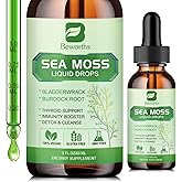B BEWORTHS Sea Moss Liquid Drops - Organic Irish Sea Moss Gel with Spirulina, Bladderwrack, Burdock Root, Seamoss Gel Supplement for Joint, Detox Cleanse & Digestion Support - 2 Fl Oz, Vegan