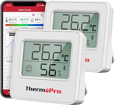 ThermoPro TempPro TP357 Indoor Bluetooth Hygrometer Thermometer 2 Pack