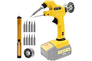 ELMCONFIG Cordless Soldering Iron Kit, 30W Soldering Gun with 50g 0.04’’ Solder Wire & 10pcs Solder Tips & Solder Aspirator, Suitable for Dewalt 18V/20V Max Li-ion Battery, for Repairing Welding