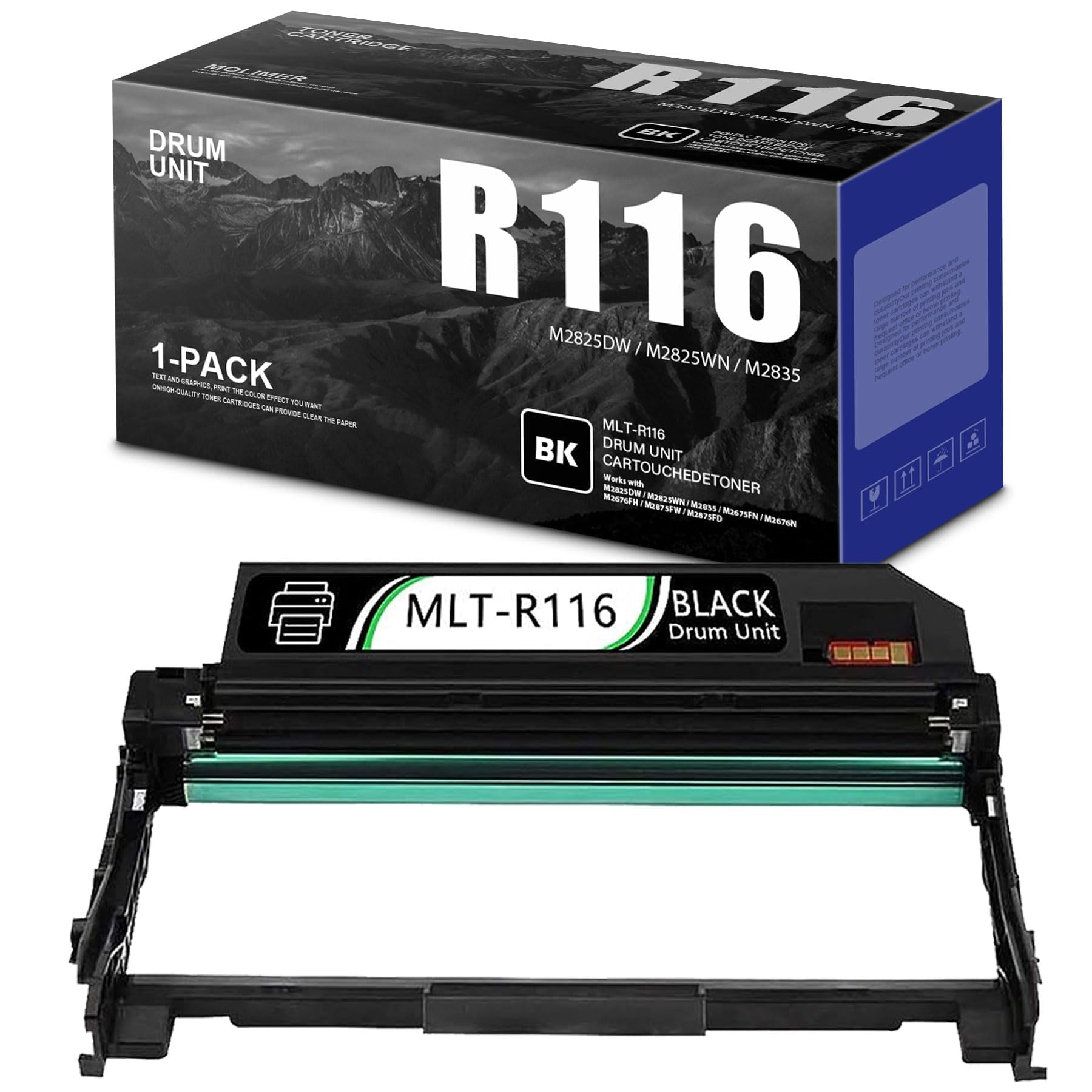 Photo 1 of R116 MLT-R116 Drum Unit Replacement for Samsung mlt-r116 mlt r116 r116 Imaging Unit M2625 M2835 M2875FW M2625D M2626 M2885FW M262x M267x Printer (1-Pack, Only Drum)