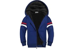 Ceoutdoor Fleece Jacket for Boys Sherpa Lined Hoodie Zip Up Sweatshirts Teenage Kids Winter Warm Coat Outwear, Size 6-15