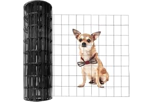 LLMENGEN PVC Coated Welded Wire Fence 24 Inch x 50 Ft Black, 2" X 3" 16GA Coated Hardware Cloth, Chicken Wire Fencing, Metal Garden Plant Fencing, Welded Wire Mesh Roll for Yard Vegetable Plant Protection