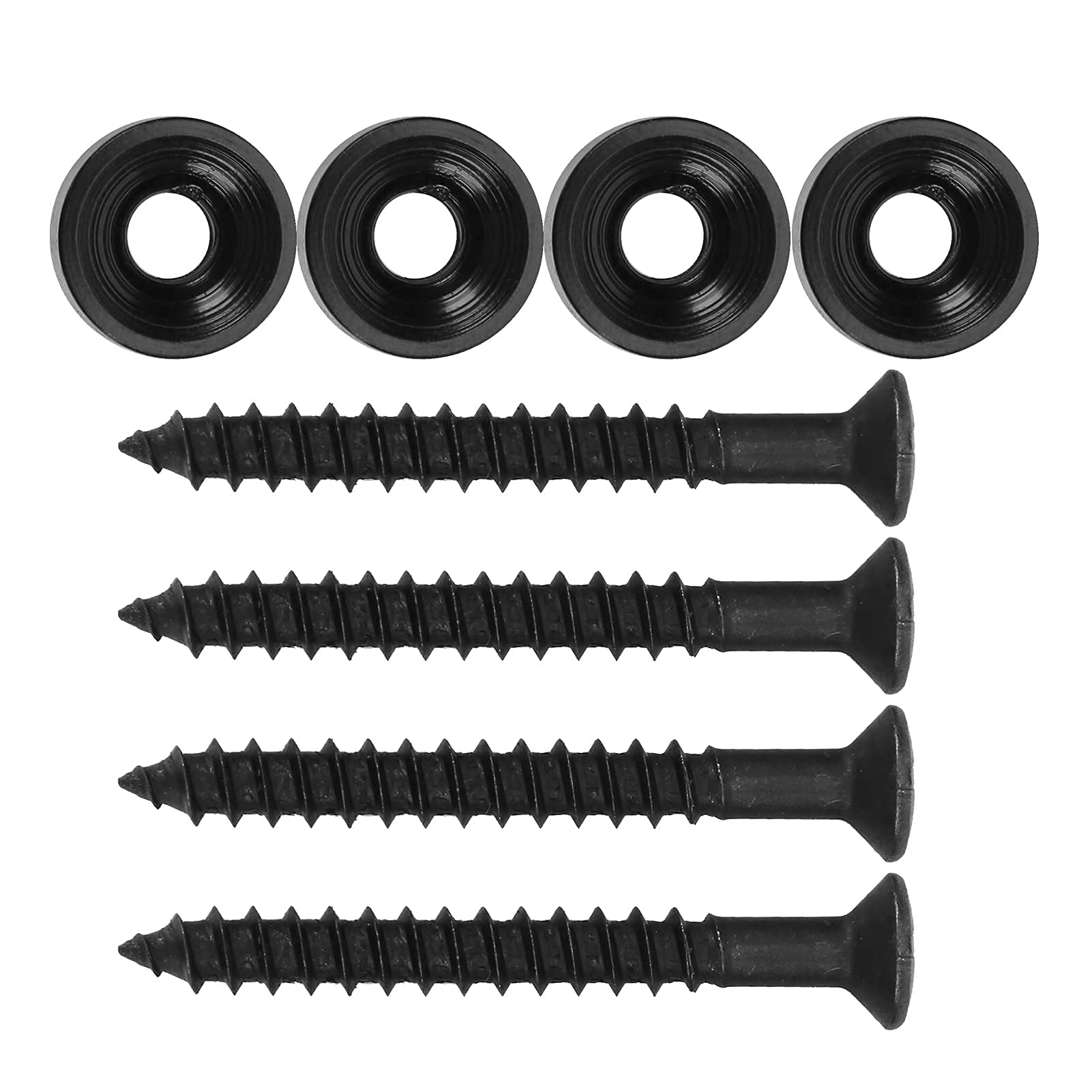 4 Sets Guitar Neck Joint Bushing Set Guitar Bass Neck Joint Bushings and Bolts Black Neck Mounting Screws Metal Ferrule Bolt Accessory