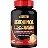 DRFOSTER Coq10 400mg Softgels Ubiquinol - Co Q 10 Supplement Coenzyme q10 Cq10 400mg Plus Vitamin E, PQQ, Black Pepper for Heart Health, 120 Counts