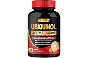DRFOSTER Coq10 400mg Softgels Ubiquinol - Co Q 10 Supplement Coenzyme q10 Cq10 400mg Plus Vitamin E, PQQ, Black Pepper for Heart Health, 120 Counts