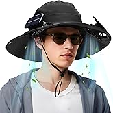 Kagenmi solar fan hat, Fishing Hat with Built in Fan, Solar & USB Charging Sun Bucket Hats for Men Women, Wide Brim Solar Fan Hat Outdoor Hiking Camping Fishing,