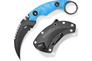 Ccanku C1691N Fixed Blade Knife,D2 Steel Nylon Fiberglass Handle Outdoor Claw Knife EDC Tool Knife for Survival, Hiking, Camping with Kydex Sheaths(Blue) …
