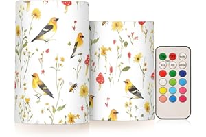 KLL Cartoon American Goldfinch Birds White Decorative Flickering flameless led Candles Electronic Lights fireless with timers