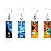 Linassry Unique and Fun Earrings Van Gogh Painting Starry Night Sunflower Drop Dangle Earrings for Women and Teen Girls Abstract Art Earring Fashion Jewelry