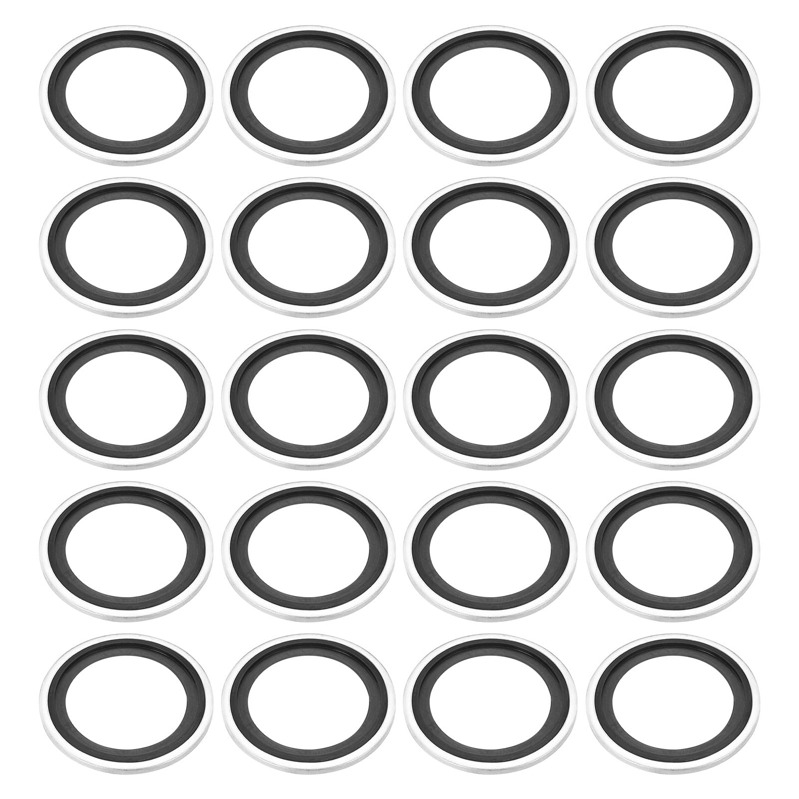PATIKIL M30 Self-Centered Bonded Sealing Gasket, 20Pcs NBR Metal Bonded Sealing Washers Automotive Washers for Mechanical, Plumbing, Cylinder Repairs
