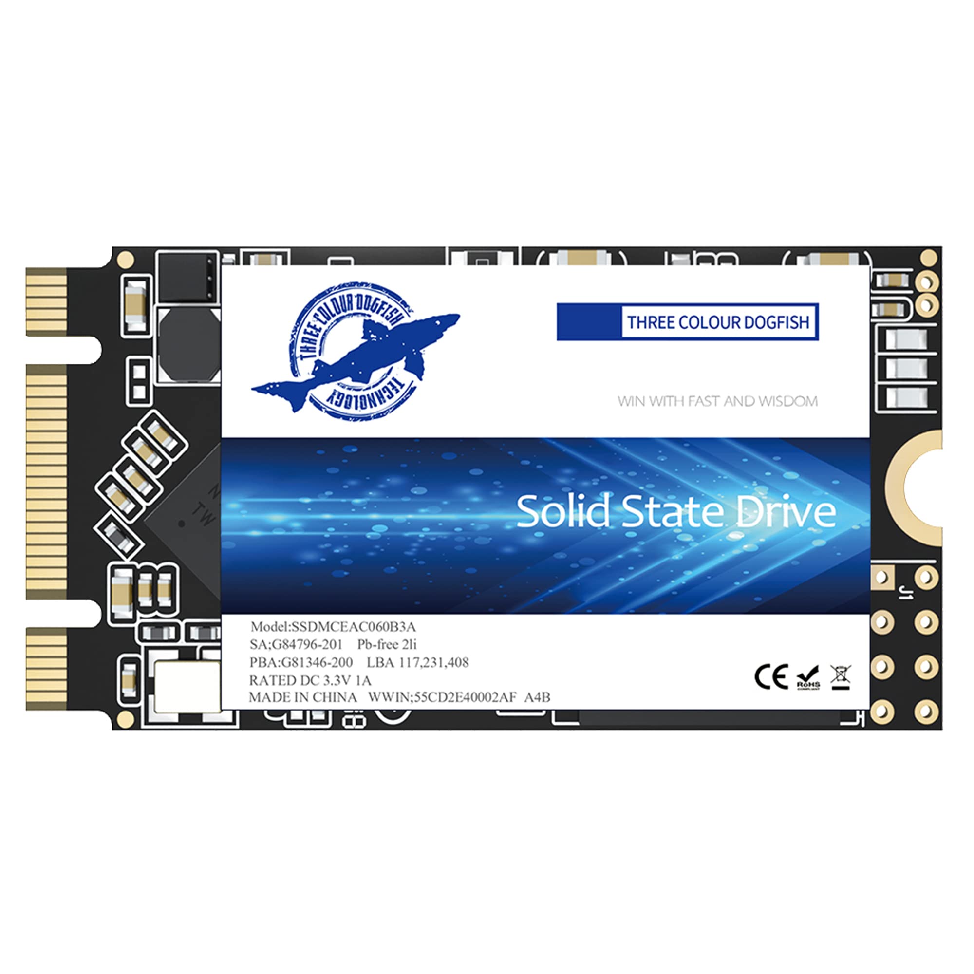 Dogfish SSD M.2 2242 500GB Ngff Internal Solid State Drive High Performance Hard Drive for Desktop Laptop SATA III 6Gb/s SSD (500GB, M.2 2242)