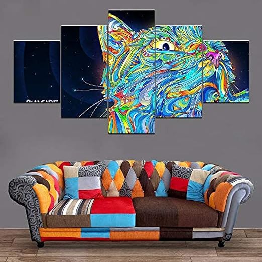 Muatior Pintura Colorida Abstracta del hogar del Gato Decoración