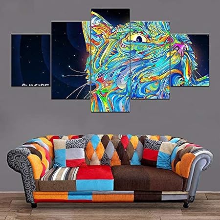 Muatior Pintura Colorida Abstracta del hogar del Gato Decoración