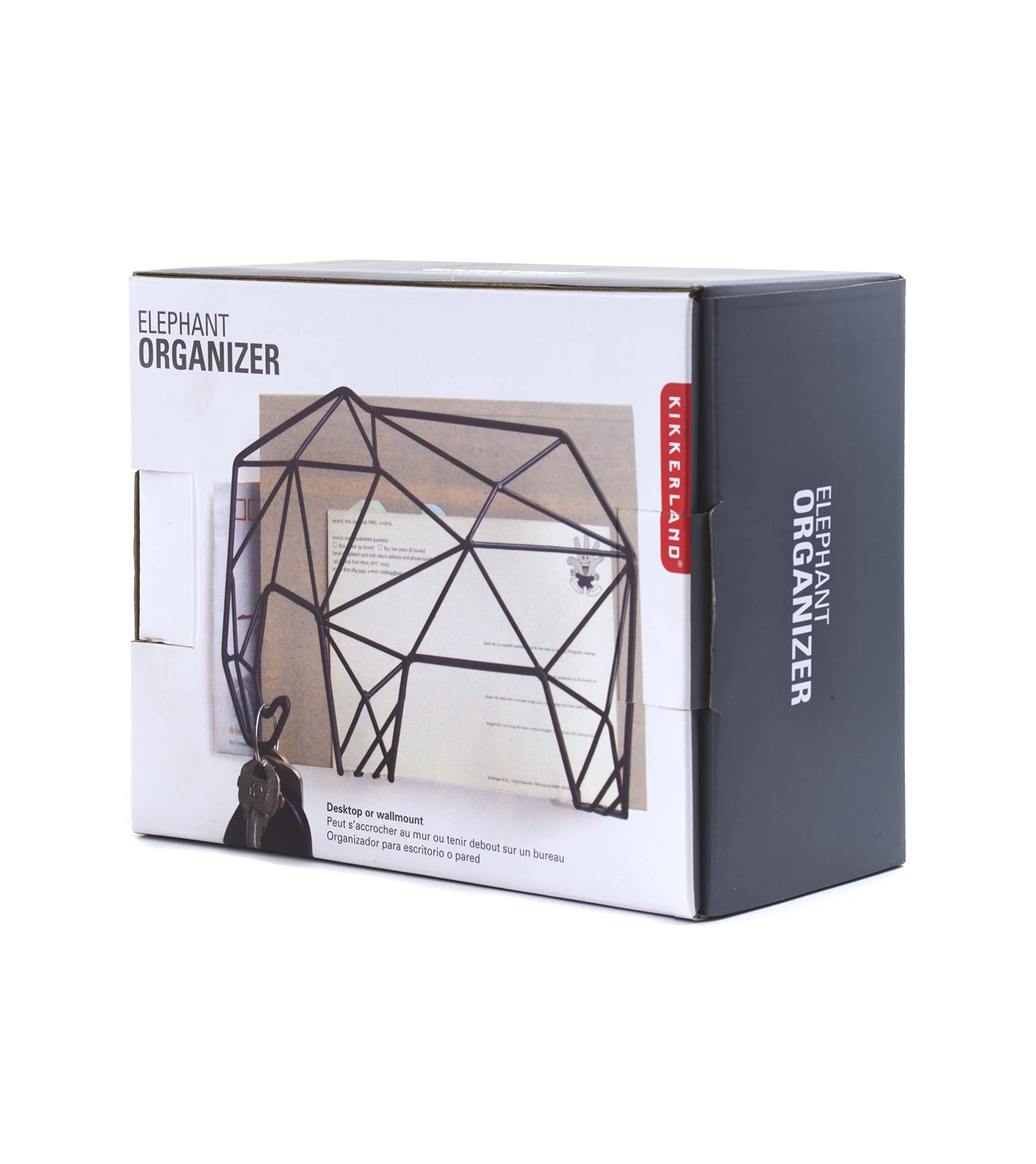 KIKKERLAND Elephant Wall Mount Letter Organizer, Alloy Steel, Black, 1 EA