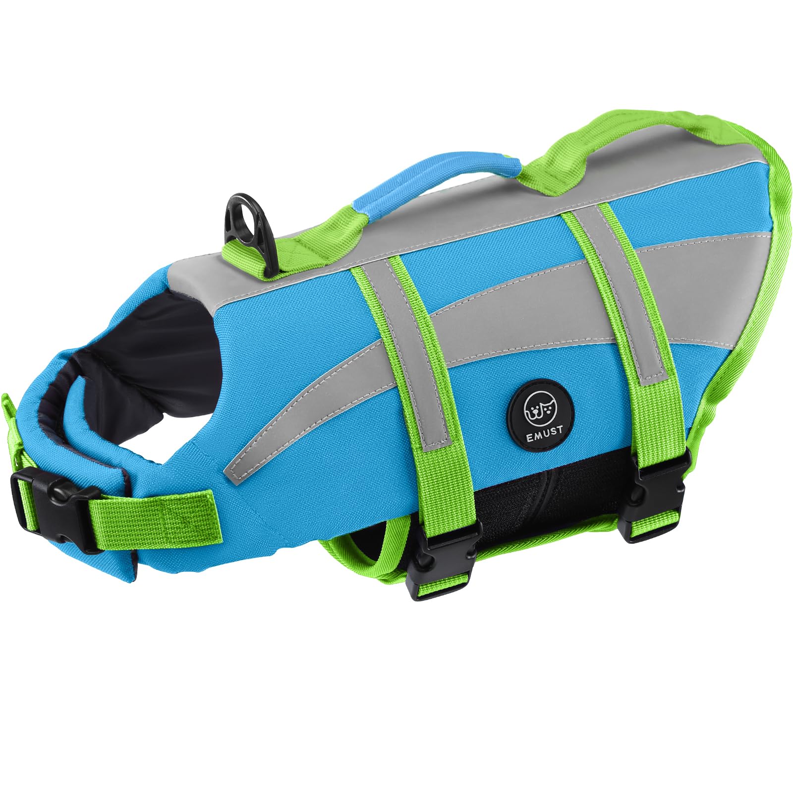 EMUST Dog Life Jacket, Ripstop Large Dog Life Vests Swimsuit for Boating/Swimming/Pool with Double Rescue Handles, Dog Water Vest for Large Dogs, NewBlue, XXL Image