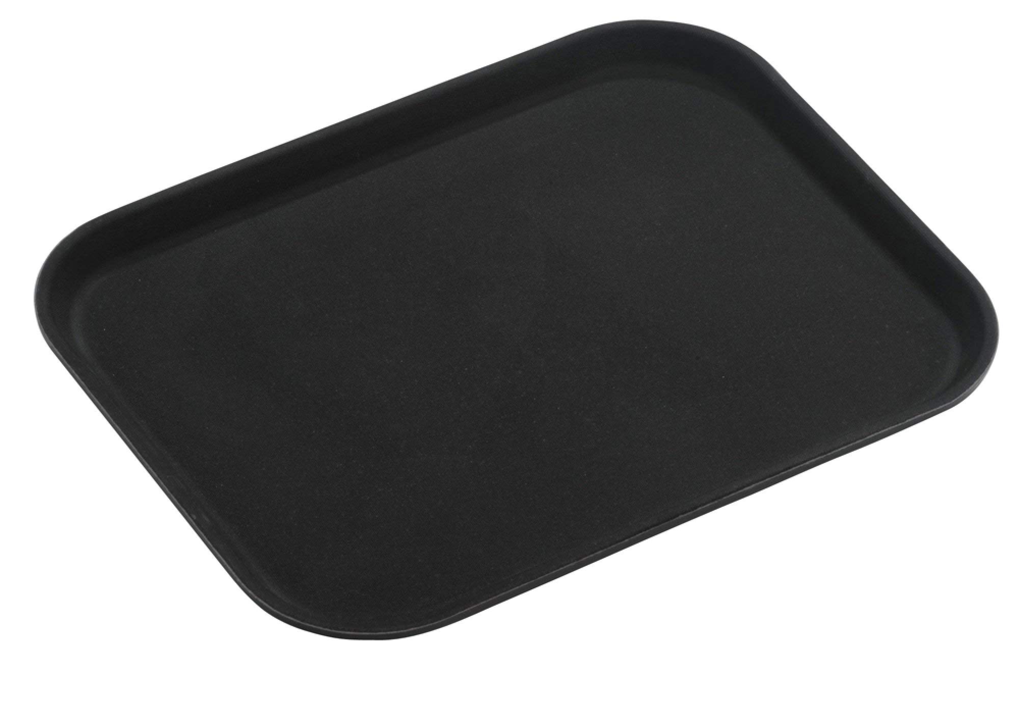 Grunwerg Super Plastic Rubberized Anti-skid, Non-slip Food Tray, Retangular, 35 x 25cm, Black