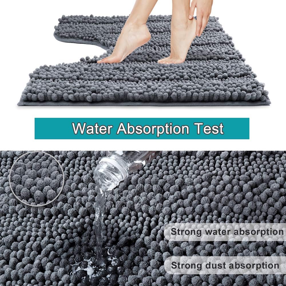 Bathroom Rugs Bath Mat Set for Bathroom 2 Piece 20 x 20 U Shape Contour Bath Rug & 20 x 32 Bathroom Rug Mats Toilet Machine Wash Non Slip(Grey): Kitchen & Dining