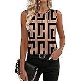 Zeagoo Womens Silk Satin Tank Tops Crew Neck Pleated Camisole Sleeveless Business Work Blouse Dressy Casual Summer Shirt