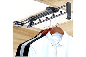 Autuwintor Closet Rod Retractable Closet Pull Out Rod Black Heavy Duty 10-Inches with Screws Telescopic Top-mounted Quantity-