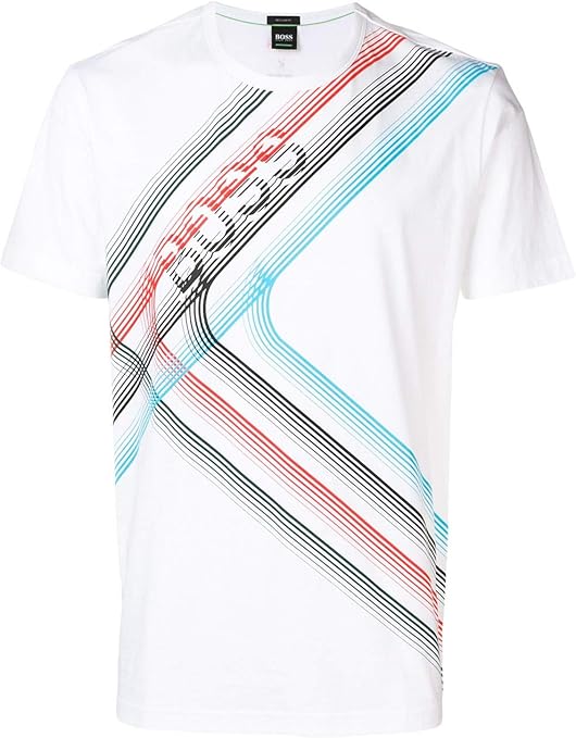 Hugo Boss Men White tShirt Regular fit Athleisure Striped TEE4 XL