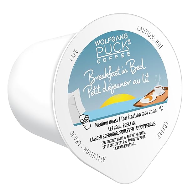 WOLFGANG PUCK COFFEE SINGLE SERVE CAPSULES, MEDIUM ROAST, COMPATIBLE WITH KEURIG K-CUP BREWERS, BREAKFAST IN BED, 24 COUNT