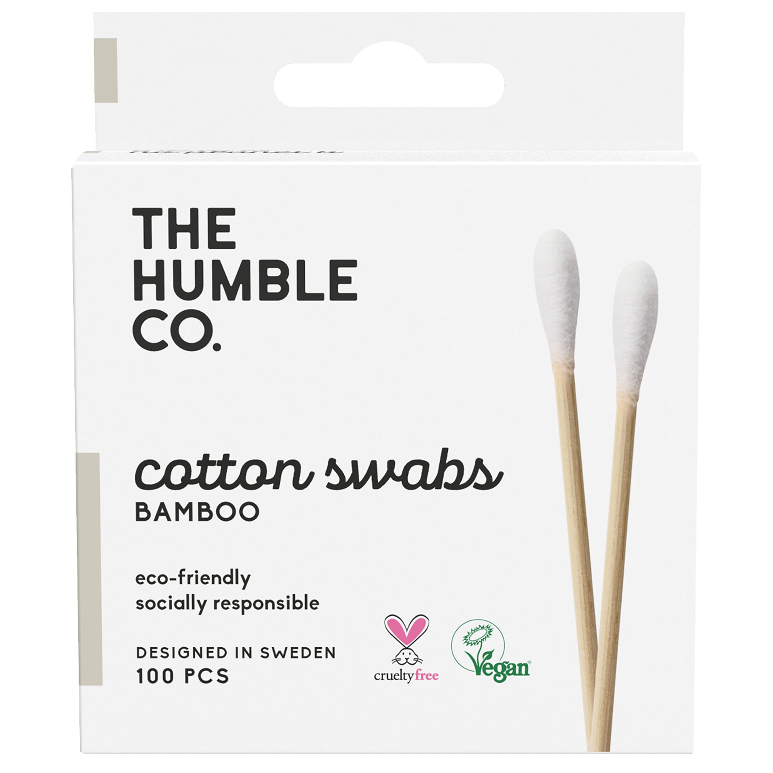 The Humble Co. Natural Cotton Swabs | White | Biodegradable, Eco-Friendly, Vegan | Perfect for Ears, Makeup, Pet care and Cleaning (1 x 100)