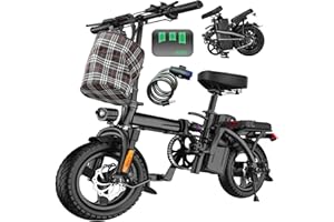 LELEKUAI Electric Bike for Adults and Teens, 560W Motor 24MPH Compact Commuter Folding Ebike, 32 Miles Range, 48V 10Ah Battery, 3-Level Pedal Assist, 14" Foldable Mini Electric Bicycle, UL 2849 Certified