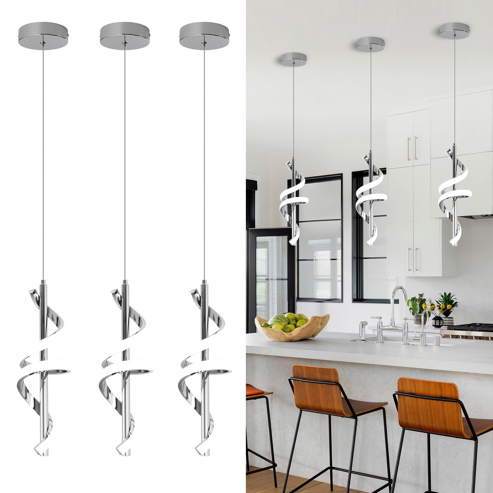 Vloitgol Spiral Led Pendant Light Fixtures, 5500K