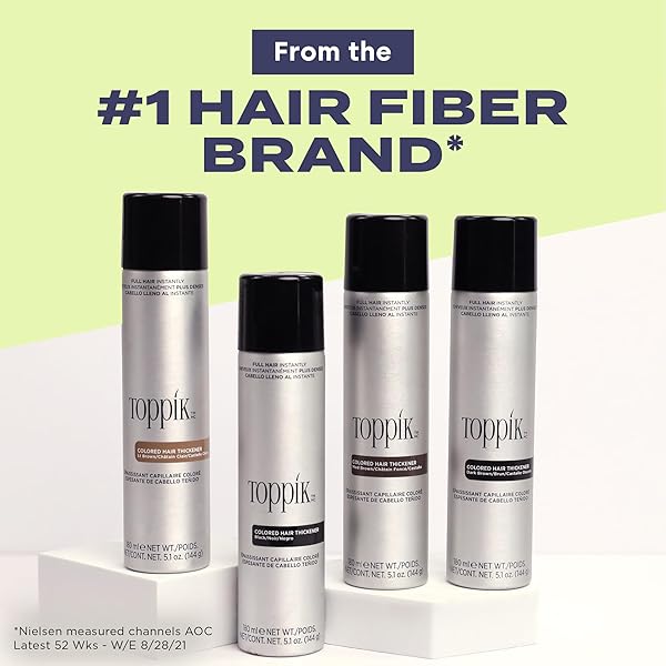 TOPPIK COLORED HAIR THICKENER, LIGHT BROWN, VOLUMIZING ROOT TOUCH UP CONCEALER HAIR COLOR SPRAY, COLORED SPRAY FOR ROOT TOUCH UP, COVER UP, HAIR THICKENING, HAIR BUILDING FIBER SPRAY, 5.1OZ SPRAY