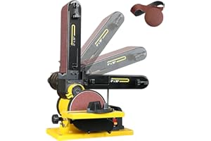 Woodskil 4.3A Belt Sander, 4 x 36 in. Belt & 6 in. Disc Sander, Double Dust Exhaust Port, Steel Base, 2Pcs Sandpapers Included