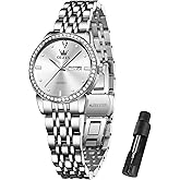 OLEVS Gold Watch for Women Waterproof Small Dial Ladies Watches Stainless Steel Analog Womens Wrists Watches Fashion Luxury Dress Diamond Watches for Women (Gold/Blue/Slive) Dial Gift for Women