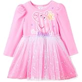 Peppa Pig Toddler Girls Dress Tutu Princess Dresses for Birthday Party 2-6T | Tulle Mesh Dress, Double Layer, Soft Lining, Lantern Sleeves