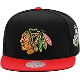 Mitchell & Ness Chicago Blackhawks NHL 2 Tone Side Patch Snapback Hat Adjustable Cap - Black/Red