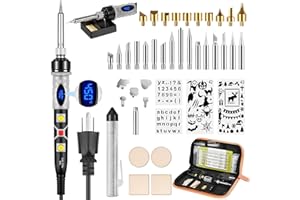 SREMTCH Pyrography Pen Kit 43Pcs, Soldering Iron Kit, Wood Burning Kit 80W with Adjustable Temperature 200~450℃, DIY Tool Set for Embossing/Carving/Soldering/Pyrography
