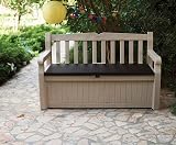 Keter Eden Bench 265L Outdoor Storage Box Beige Brown Wood Panel Effect view 7