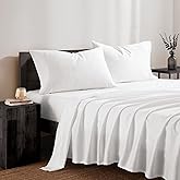DKNY King Sheet Set, 4 Piece Bed Sheets, 100% Cotton Sateen 425 TC, 1 Flat Sheet, 1 Fitted, 2 Pillowcases, Bright White