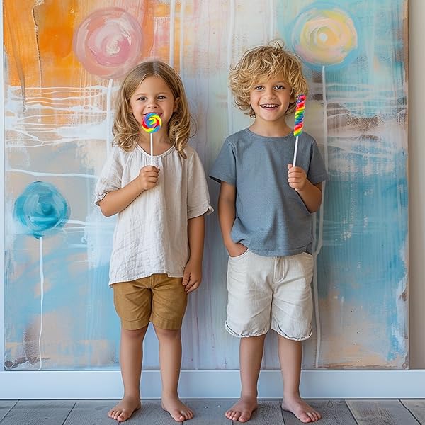 BIG SIZE! 24 PACK TWISTY LOLLIPOP, SWIRL LOLLIPOP, RAINBOW TWIST AND SWIRL LOLLIPOPS INDIVIDUALLY WRAPPED BULK, KID’S LOLLIPOPS CANDY FOR BIRTHDAY, NET 17G MIXED FRUIT FLAVOR