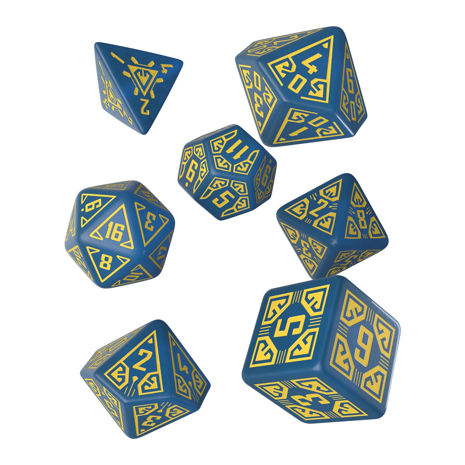 Arcade Blue & yellow Dice Set (7), QWOARC1E