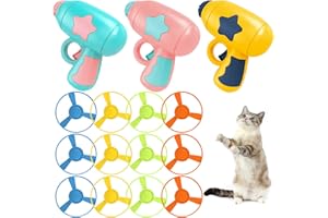 IAXSEE 15 Pieces Cat Fetch Toy with Colorful Flying Propellers Set, Cat Playing Tracking Interactive Toys for Kitten Chasing Training Hunting