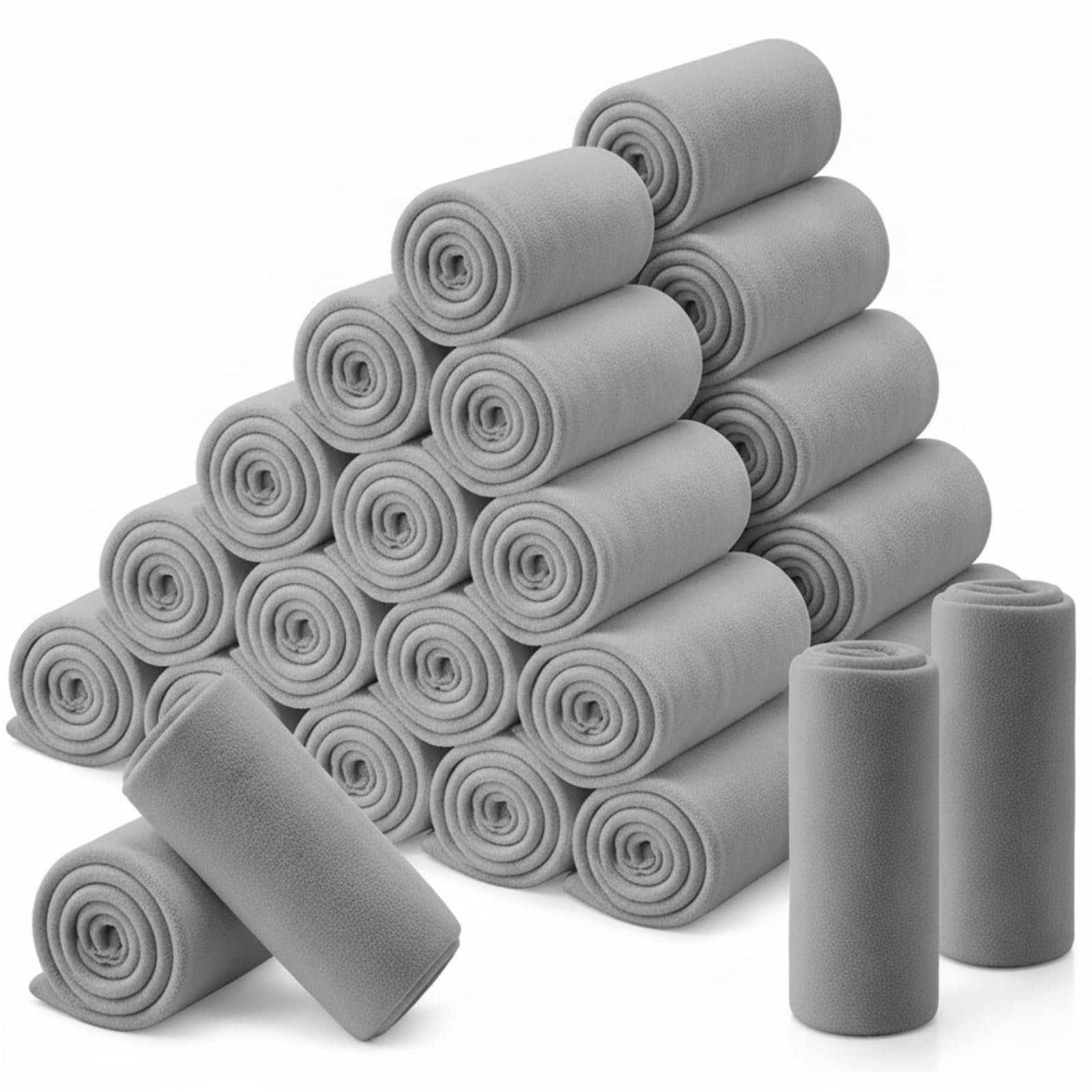 Photo 1 of Newwiee 100 Pcs Fleece Throw Blankets Bulk 50'' x 60'' Oeko-tex Standard 100 Certified Spring Outdoor Wedding Guest Blankets Lightweight for Sleepover Donation Lap Pet Sofa Home (Gray)