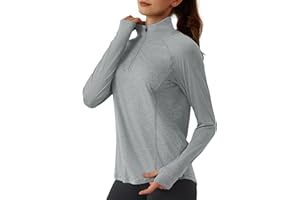 beroy Women's 1/4 Zip Shirts Pullover Long Sleeve Thumb Holes Workout Athletic Hiking Running Shirt with Pocket