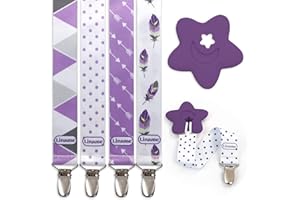 Liname Neutral Pacifier Clip with Teething Toy - 4 Pack Pacifier Clips for Boys & Girls - Binky Holder Soothie Paci Clip Binkie Clip - Unisex Pacifer Clip Baby Pacifier Clip and Pacifier Holder