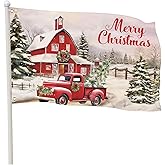 Newwiee Merry Christmas Flags 3x5 ft Large Outdoor Double Sided Winter Rustic Retro Yard Flag with 2 Brass Grommets Xmas Outside Holiday Party Flag Decoration for Outdoor Indoor Home Garden Lawn Gift