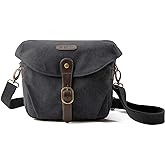 BAGSMART Camera Bag, SLR DSLR Canvas Crossbody Camera Case, Compact Camera Shoulder Bag with Rain Cover for Women and Men, Black