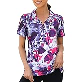 Viracy Womens Golf Polo Shirts 1/4 Zip Up Overlap Short Sleeve Quick Dry Workout Tops