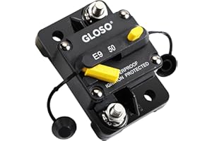 GLOSO Circuit Breaker E99 50A Breaker Standard Surface Mount 1/4" Diagonal Stud Waterproof IP67 Marine RV Truck Hi-Amp (50A)